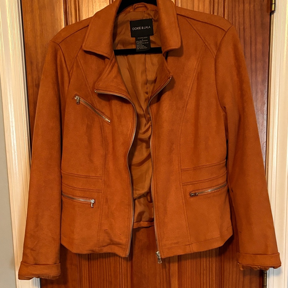 Suede feeling jacket. Rust bomber.